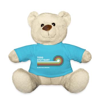 Stuttgart Retro Shirt 7000 PLZ Postleitzahl 80er - Teddy - Atollblau - Vorne