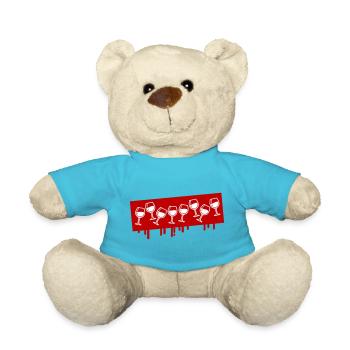Wine glasses toasting wine red wine - Teddy Bear - atoll blue - Front