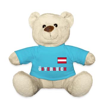 ÖSTERREICH Trikot Look - Flagge Fahne auf Brust - Teddy - Atollblau - Vorne