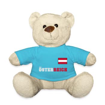 ÖSTERREICH Trikot Look - Flagge Fahne auf Brust - Teddy - Atollblau - Vorne