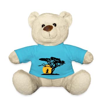 sun silhouette tree africa savanna lonely trauri - Teddy Bear - atoll blue - Front