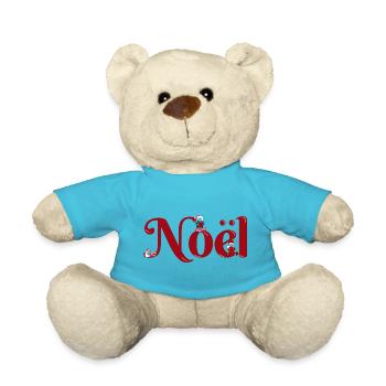 Noël des triplets Enfants bébés lutin père-noël - Nounours - bleu outremer - Devant