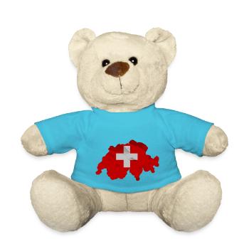 Switzerland flag in the shape of the country - Teddy Bear - atoll blue - Front