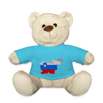 Slovenia flag in the shape of the country - Teddy Bear - atoll blue - Front