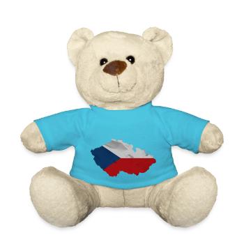 Czech Republic flag in the shape of the country - Teddy Bear - atoll blue - Front