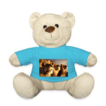 3 lions in the savannah - wilderness & pure nature - Teddy Bear - atoll blue - Front