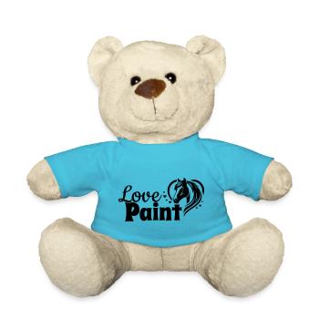 Paint Love Heart Horse Head - Teddy Bear - atoll blue - Front