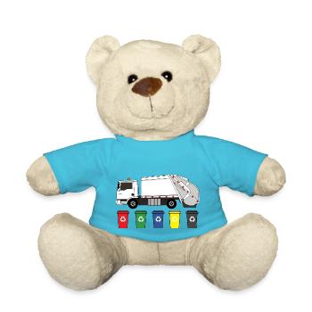 Müllwagen Liebe Müllabfuhr Kind Junge I Geschenk - Teddy - Atollblau - Vorne