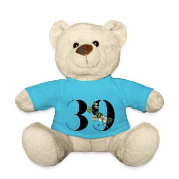 Nummer 39 Blumengrün - 39. Blumengeburtstag - Teddy - Atollblau - Vorne