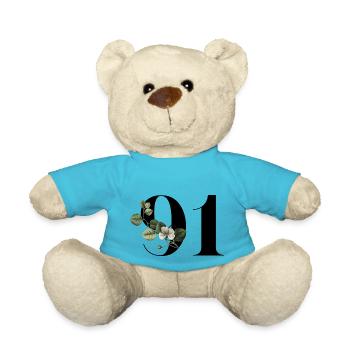 Nummer 91 Blumengrün - 91. Blumengeburtstag - Teddy - Atollblau - Vorne