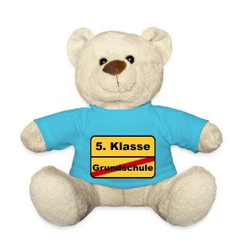 Goodbye Grundschule, hallo 5. Klasse - Ortsschild - Teddy - Atollblau - Vorne