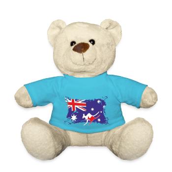 Australian Flag, Australien Flagge - Teddy Bear - atoll blue - Front