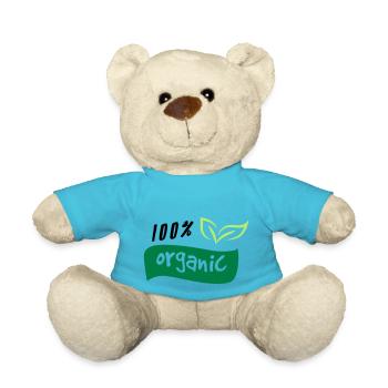 100% Organic Organisch Grün Logo Natur Öko Bio - Teddy - Atollblau - Vorne