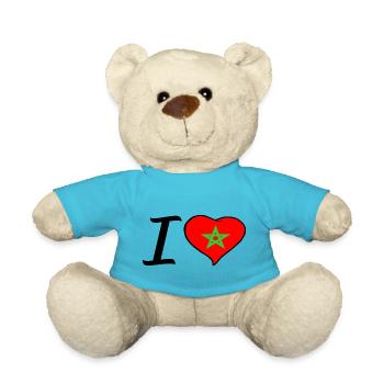 Ich Liebe Marokko Herz - Teddy - Atollblau - Vorne