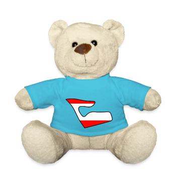Piste de course en Autriche avec le drapeau - Nounours - bleu outremer - Devant