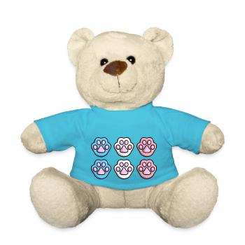 Süße Katze Pfote Trans Flagge Fahne LGBTQ Kawaii - Teddy - Atollblau - Vorne