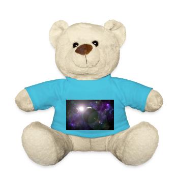 Moon and earth with sun - Teddy Bear - atoll blue - Front