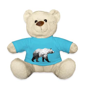 Polygon Bear in Black and White - Geometric Art - Teddy Bear - atoll blue - Front