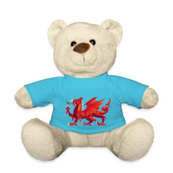Walisischer Drache - Y Ddraig Goch - Teddy - Atollblau - Vorne