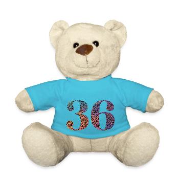 36. Geburtstag Leopard - Teddy - Atollblau - Vorne