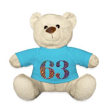 63. Geburtstag Leopard - Teddy - Atollblau - Vorne