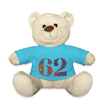 62. Geburtstag Leopard - Teddy - Atollblau - Vorne