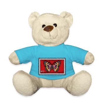 Briefmarke Schmetterling bunt - Teddy - Atollblau - Vorne