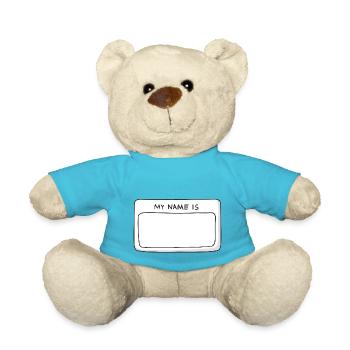 name tag my name is - Teddy Bear - atoll blue - Front