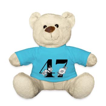 Nummer 47 Blumengrün - 47. Blumengeburtstag - Teddy - Atollblau - Vorne