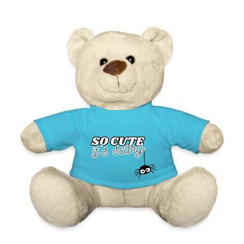 So cute it's scary Baby Halloween Saying - Teddy Bear - atoll blue - Front