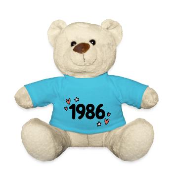 1986 Classic Vintage Retro Cute 80s - Teddy Bear - atoll blue - Front