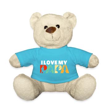 Papa Firefighter Vintage Hero Silhouette - Teddy - Atollblau - Vorne
