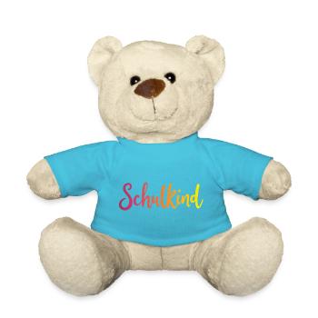 Schulkind Farbverlauf Rot-Gelb - Gradient Script - Teddy - Atollblau - Vorne