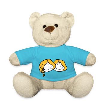 sisters head face girlfriend 2 friends team ge - Teddy Bear - atoll blue - Front