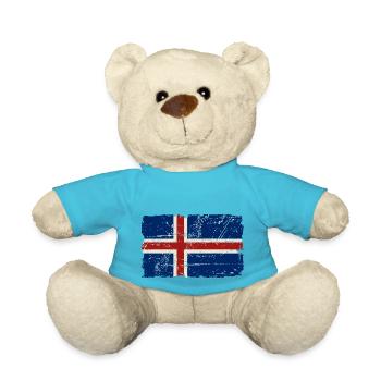 Iceland Vintage Flag - Teddy - Atollblau - Vorne
