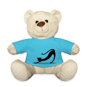 Schwarze Katze Silhouette - Teddy - Atollblau - Vorne