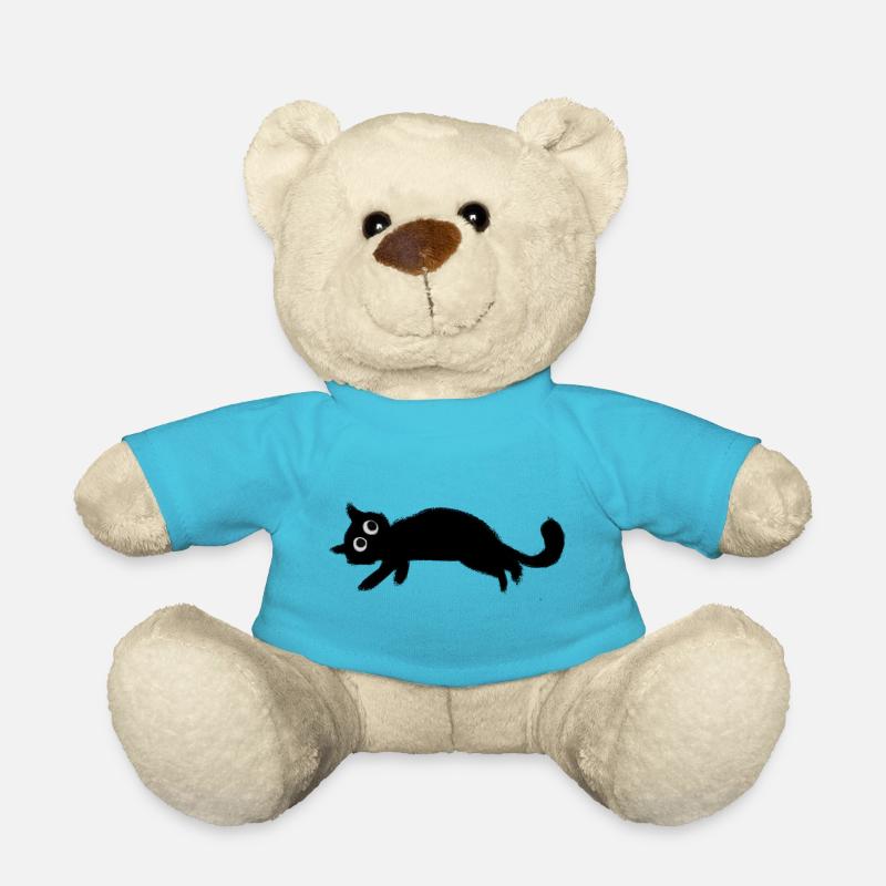 Chat noir charbo repos - Nounours - bleu outremer