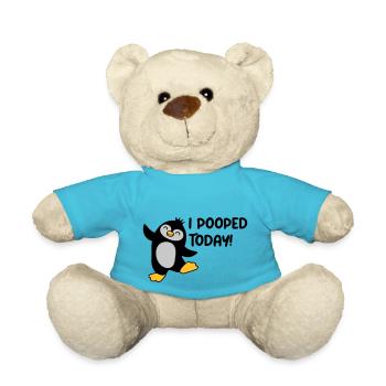 I pooped today Penguin - Teddy Bear - atoll blue - Front