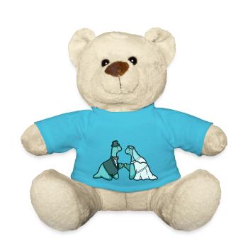 hugadino dino wedding, cute dinosaur - Teddy Bear - atoll blue - Front