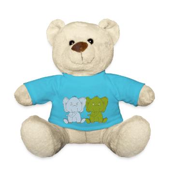 Two Elephant Babies - Teddy Bear - atoll blue - Front