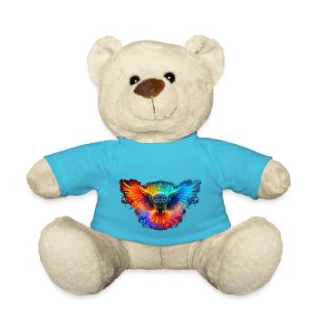 Regenbogen Eulenherz Kunst - Teddy - Atollblau - Vorne