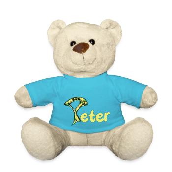 Peter artful yellow text - Teddy Bear - atoll blue - Front