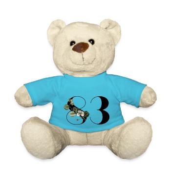 Nummer 83 Blumengrün - 83. Blumengeburtstag - Teddy - Atollblau - Vorne