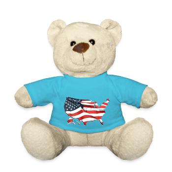 États-Unis | Drapeau réel | Carte des drapeaux - Nounours - bleu outremer - Devant