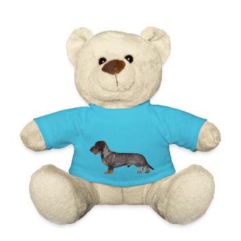 Dackel Rauhaar Dachshund Jagdhund Geschenkidee - Teddy - Atollblau - Vorne