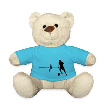 Fußballer Herzschlag (Logo groß, schwarz) - Teddy - Atollblau - Vorne