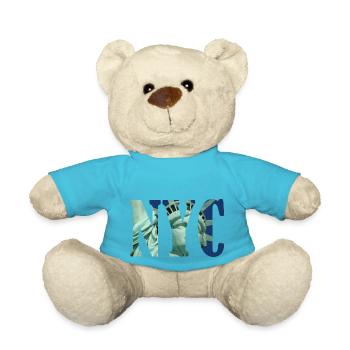 NYC Typography with Statue of Liberty - Teddy Bear - atoll blue - Front