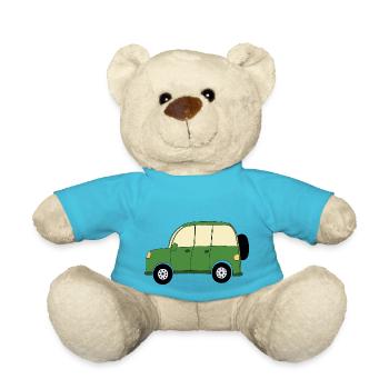 Green car - Teddy Bear - atoll blue - Front