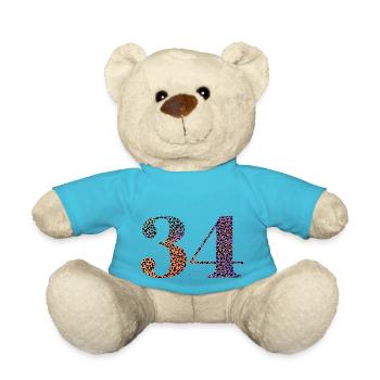 34. Geburtstag Leopard - Teddy - Atollblau - Vorne