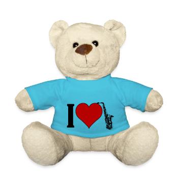 I ♥️ Saxophone | I Love Saxophone - Teddy Bear - atoll blue - Front